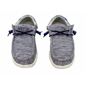 Hey Dude Men's Wally Stretch Fleece Slip-On Shoes Mens Size 9 Navy Blue White